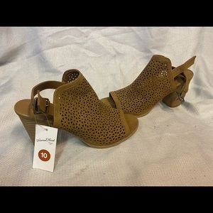 Brown laser cut heels